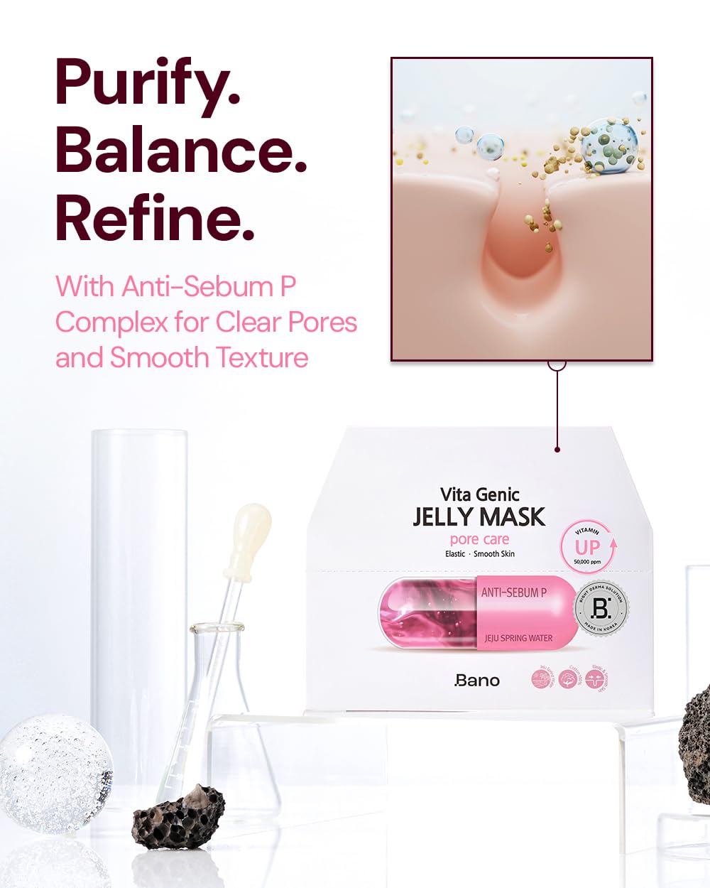 Bano Genic Jelly Pore Care Sheet Mask application process