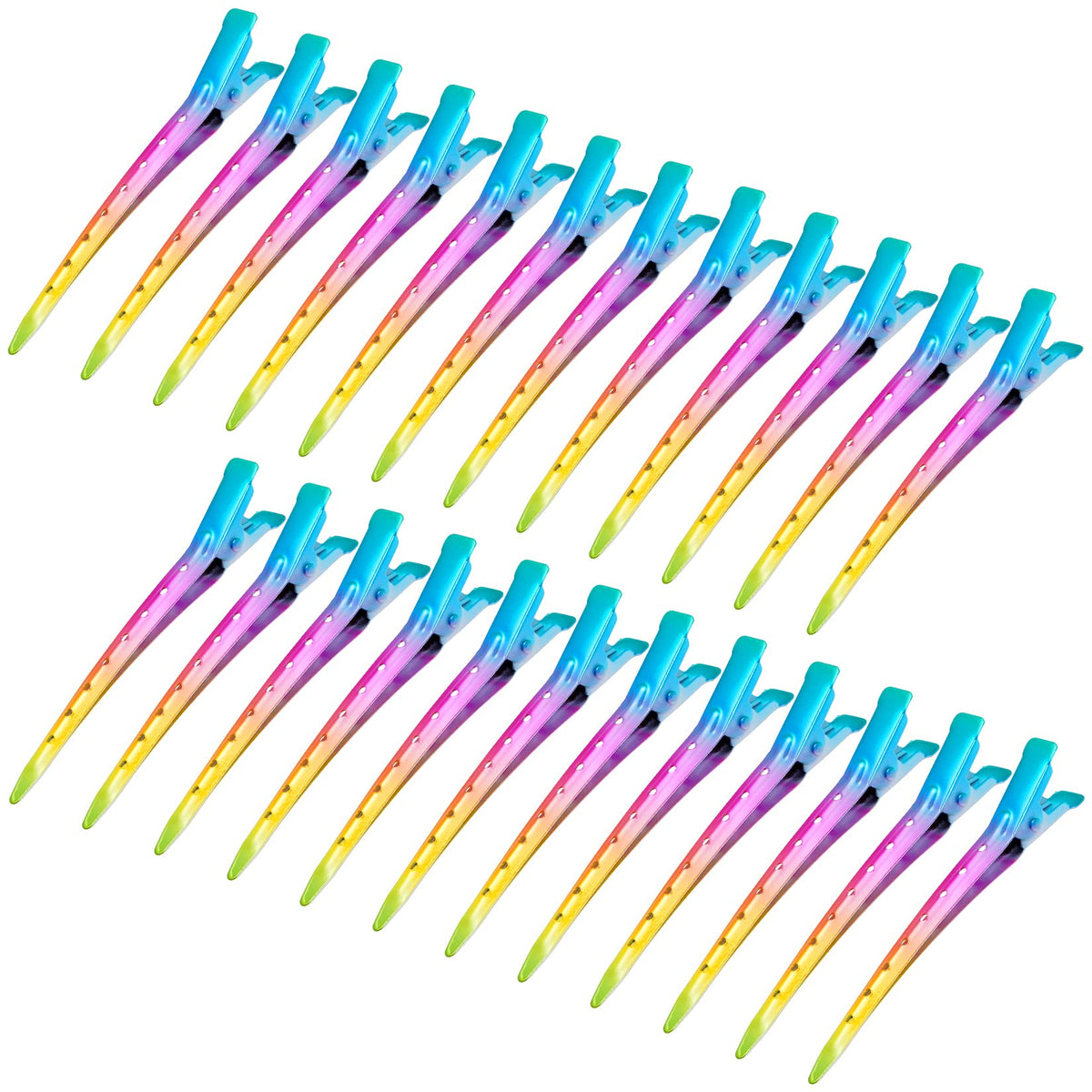 Bantoye Duck Bill Clips 24 Pack in Gradient Rainbow front view