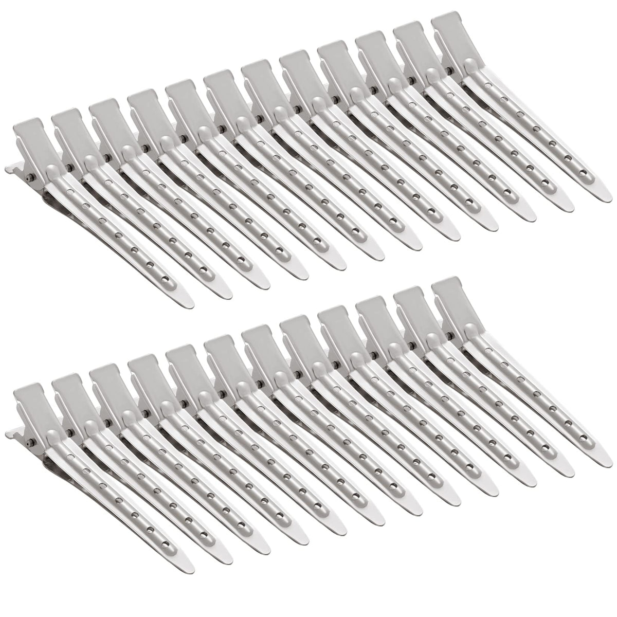 Bantoye Duck Bill Clips 24 pack silver metal front view