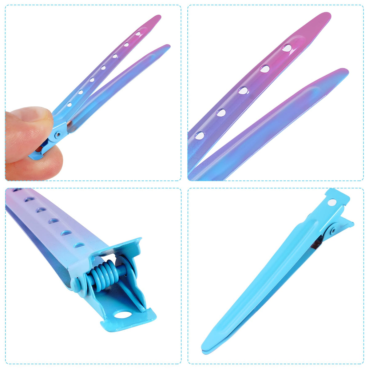Bantoye duck bill clips in gradient blue arranged neatly