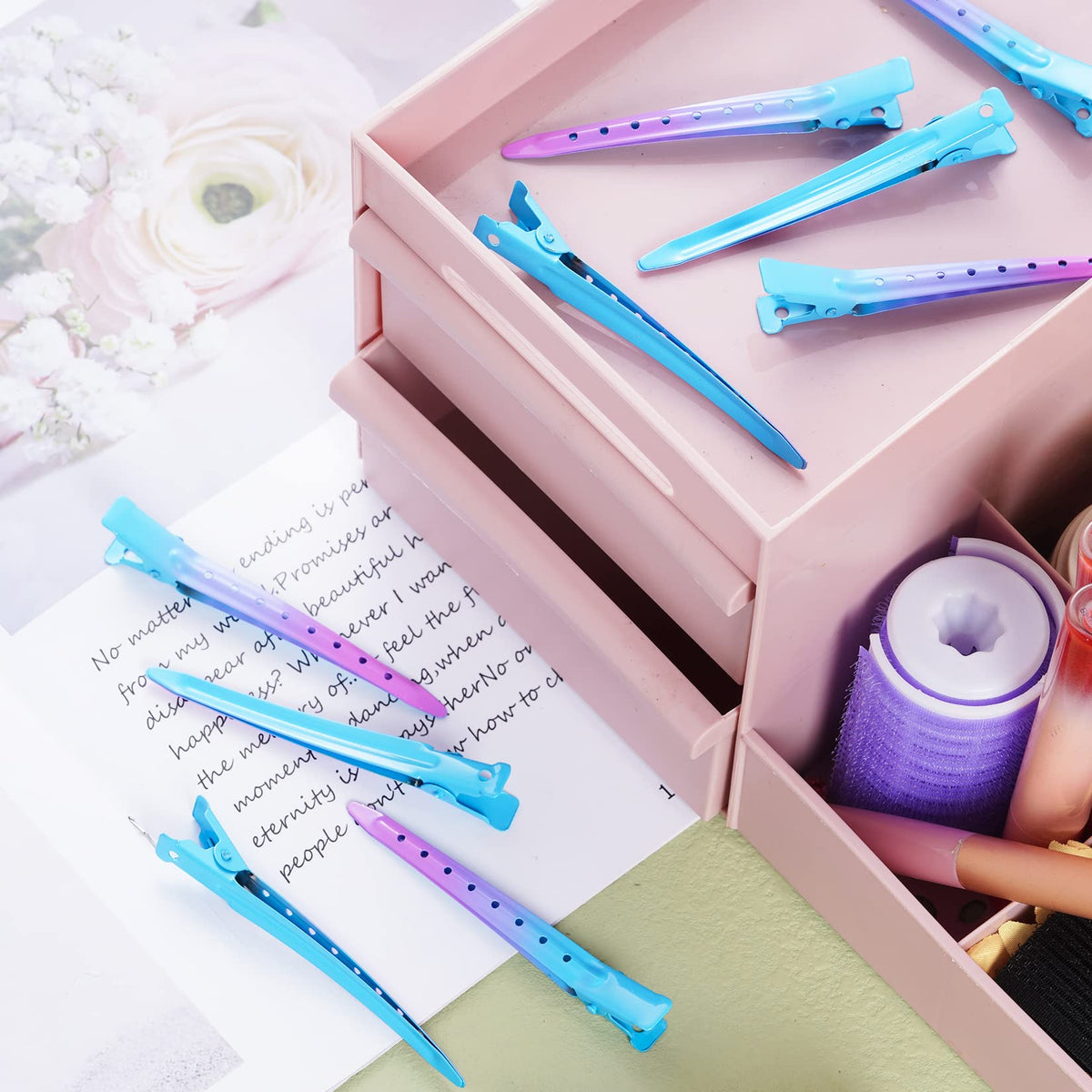 Bantoye Duck Bill Clips in use during hair styling