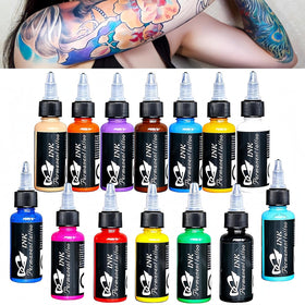 BAODELI Tattoo Ink Set 14 colours 30ml bottles front view