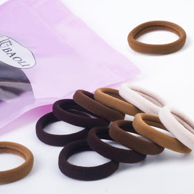 BAOLI Brown Hair Ties in use on thick hair