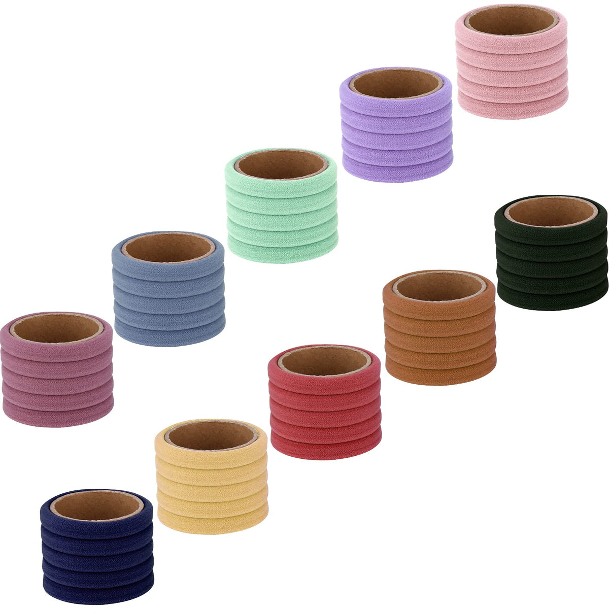 BAOLI Hair Ties in vibrant colours on a flat surface