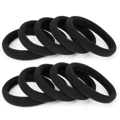 BAOLI Large Cotton Ponytail Holders 100PCS black hair ties front view