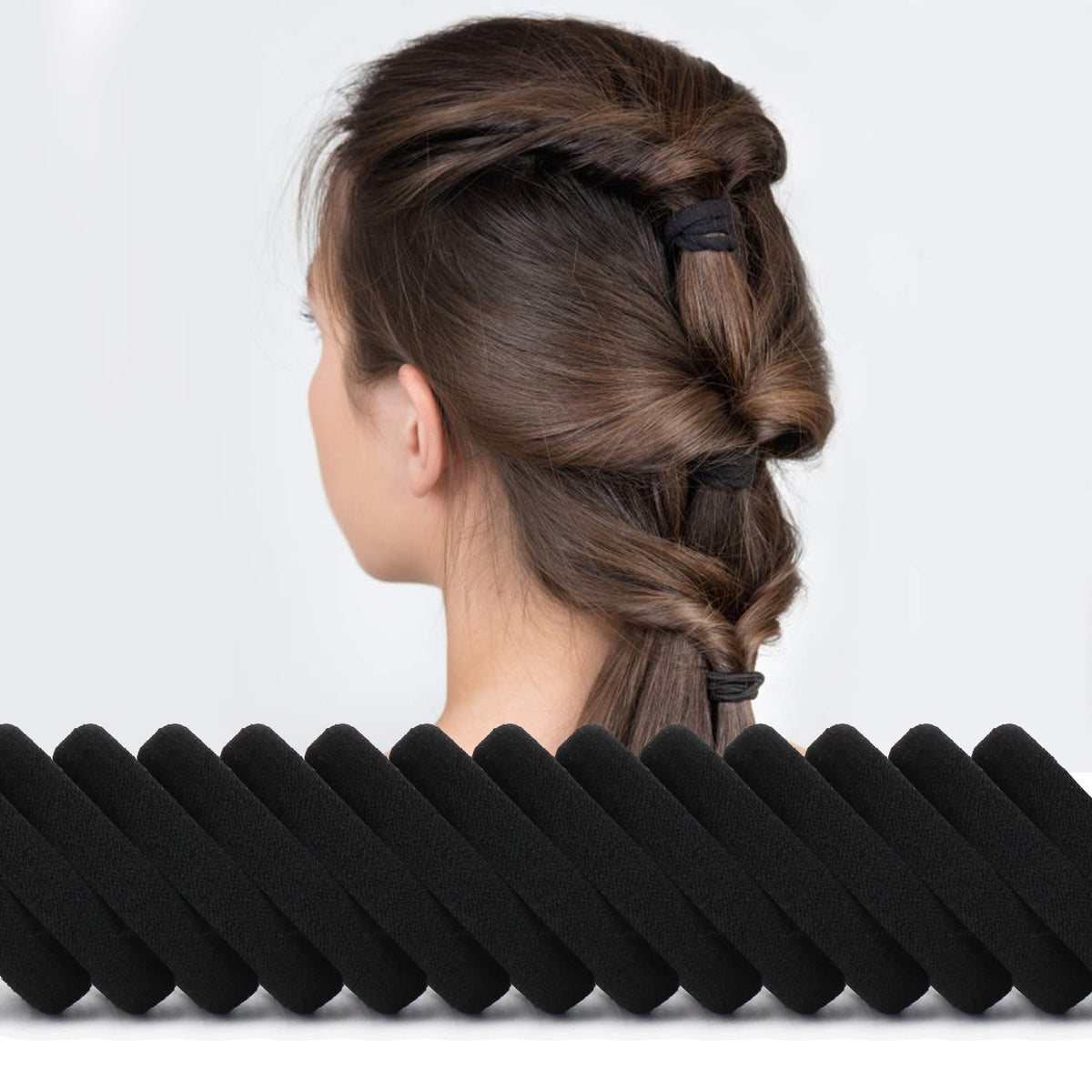 BAOLI ponytail holders in use on thick curly hair