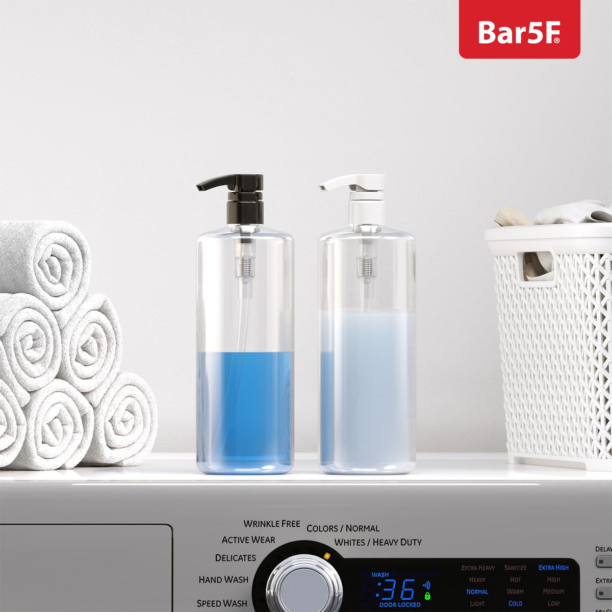 Bar5F pump dispenser with liquid soap demonstration