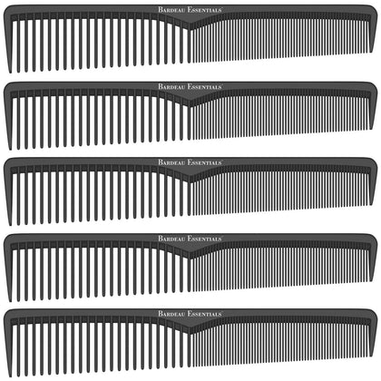 Bardeau Essentials Styling Comb 5 Pack black carbon fiber front view