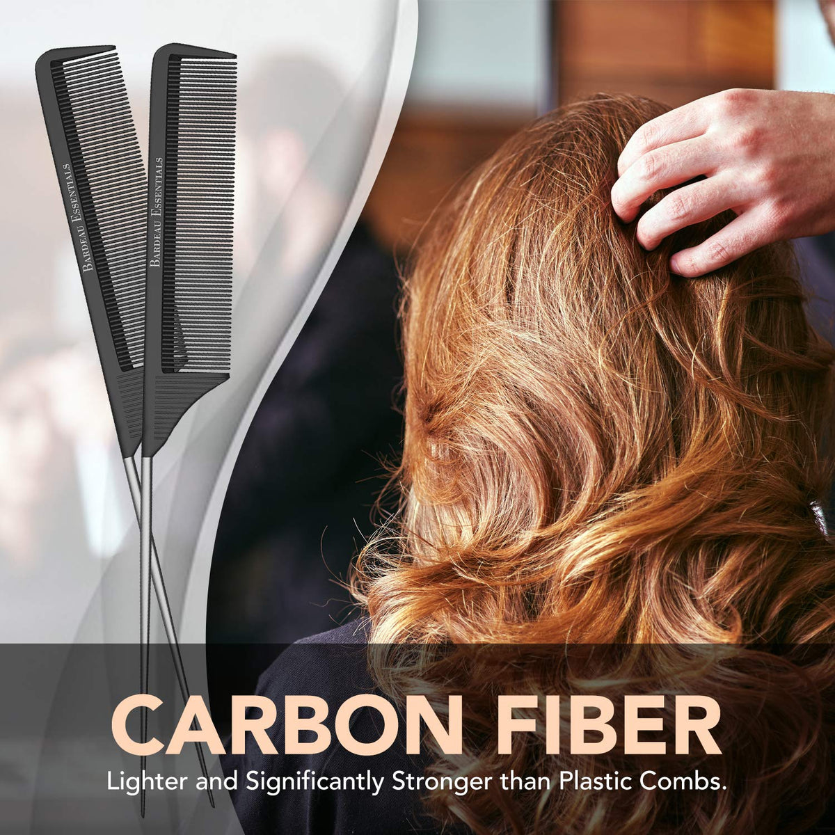 Bardeau Essentials Tail Comb in use on straight hair