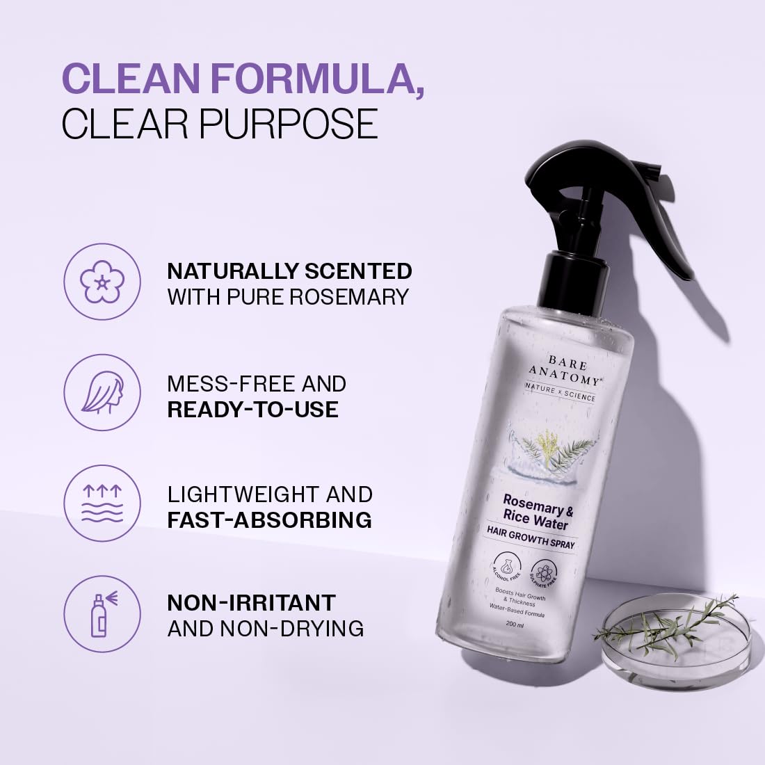 Bare Anatomy Rosemary Water Spray packaging details
