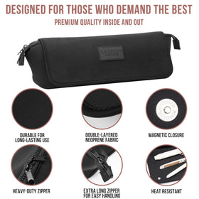 BAREFOOT CARIBOU Hair Tools Travel Bag displayed on a countertop