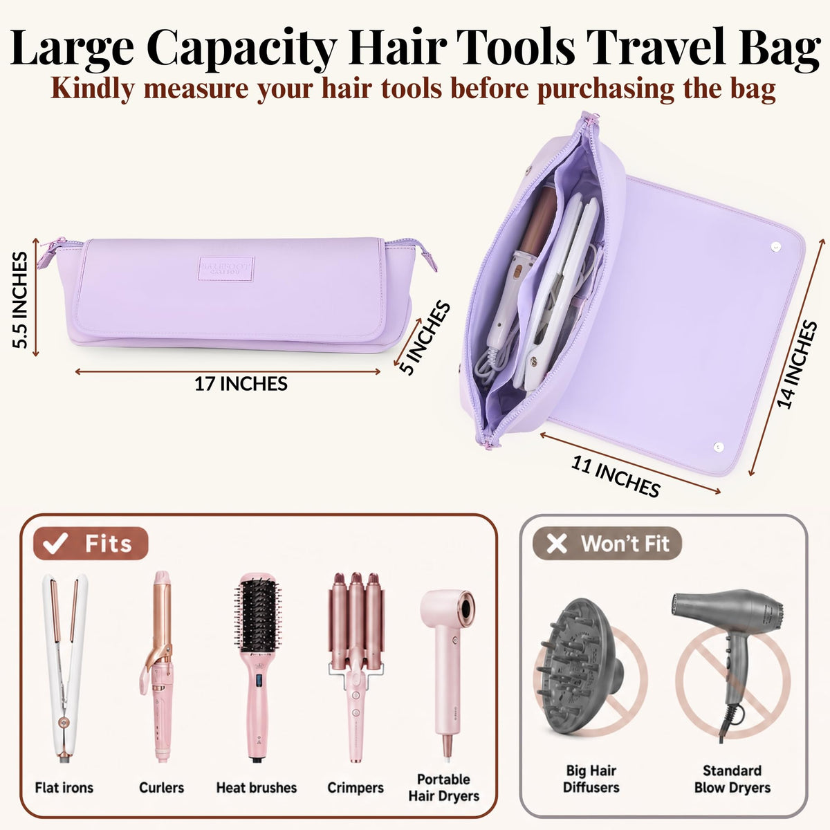 BAREFOOT CARIBOU Hair Tools Travel Bag heat resistant mat