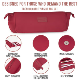 BAREFOOT CARIBOU Hair Tools Travel Bag open with heat mat