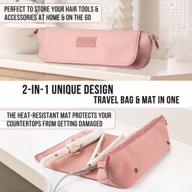 BAREFOOT CARIBOU Hair Tools Travel Bag open with styling tools