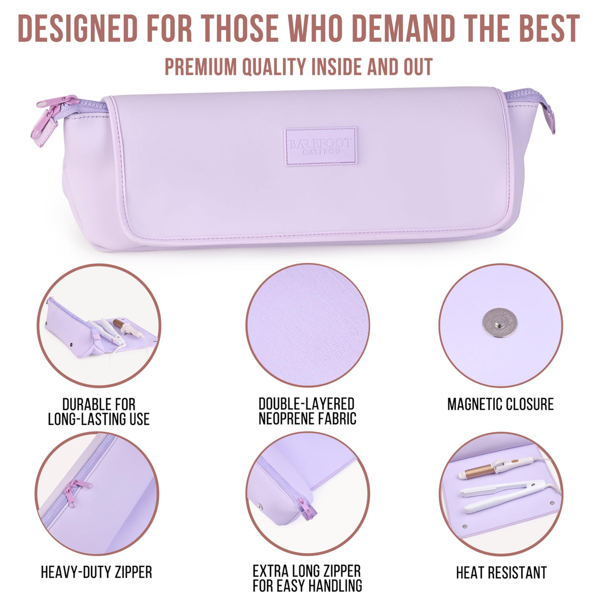 BAREFOOT CARIBOU Hair Tools Travel Bag with elastic bands