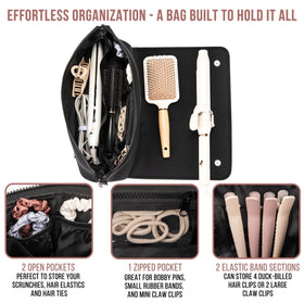 BAREFOOT CARIBOU Hair Tools Travel Bag with hair tools inside