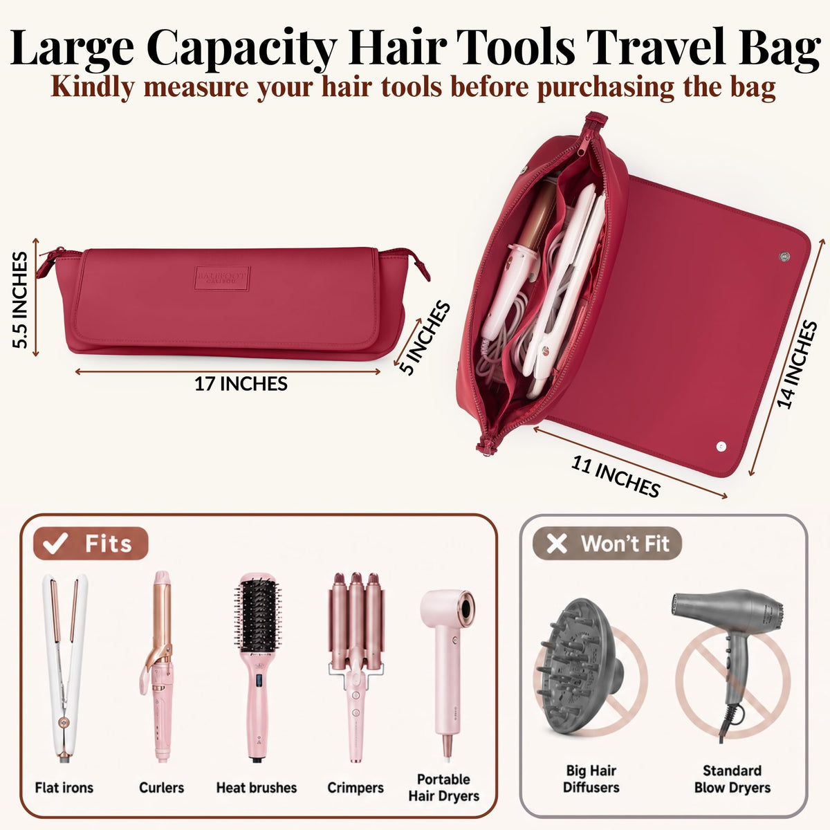 BAREFOOT CARIBOU Hair Tools Travel Bag with heat-resistant mat displayed