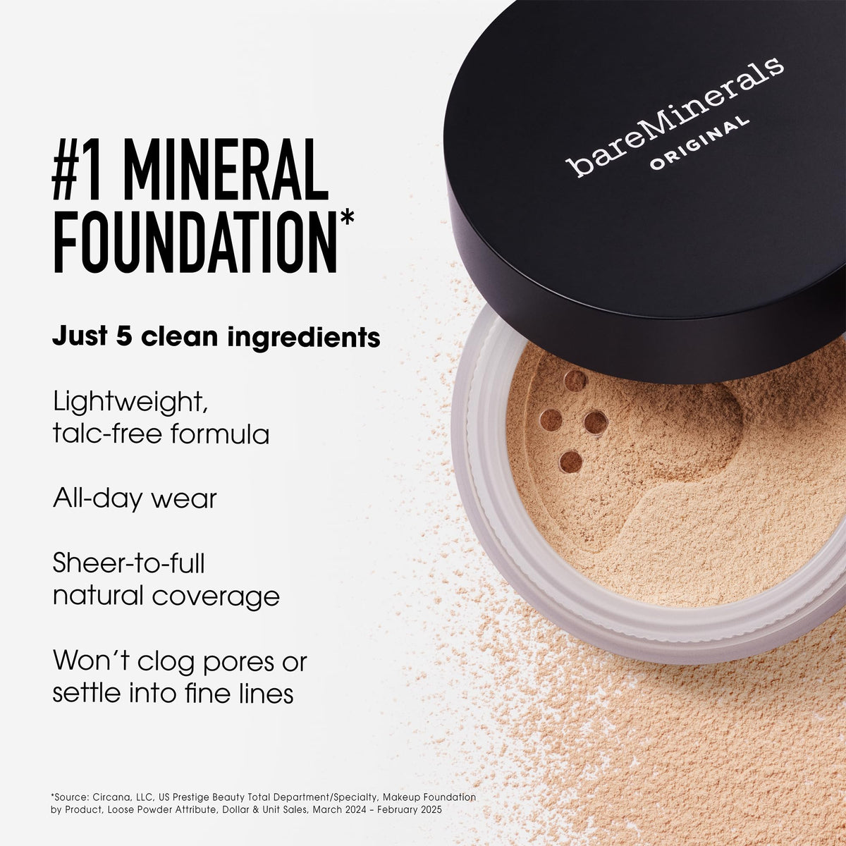 bareMinerals ORIGINAL Loose Powder Foundation Medium Beige 12 application on skin