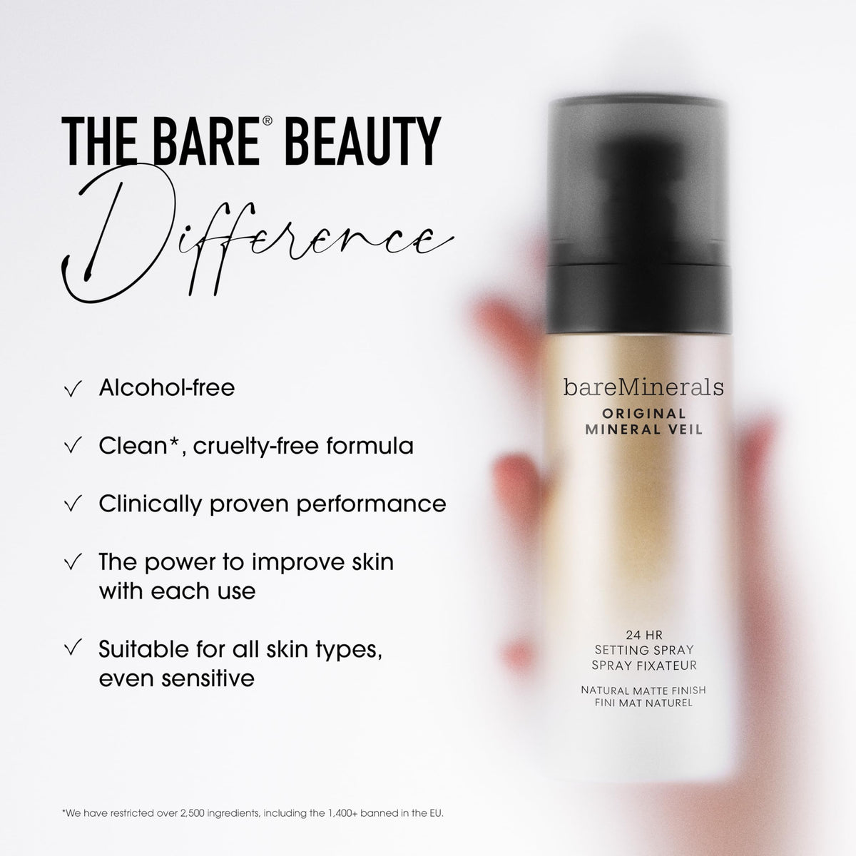 bareMinerals Original Mineral Veil Matte Setting Spray in lifestyle setting