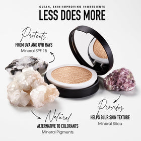 bareMinerals Original Pressed Powder Foundation Medium Beige 12 application on model