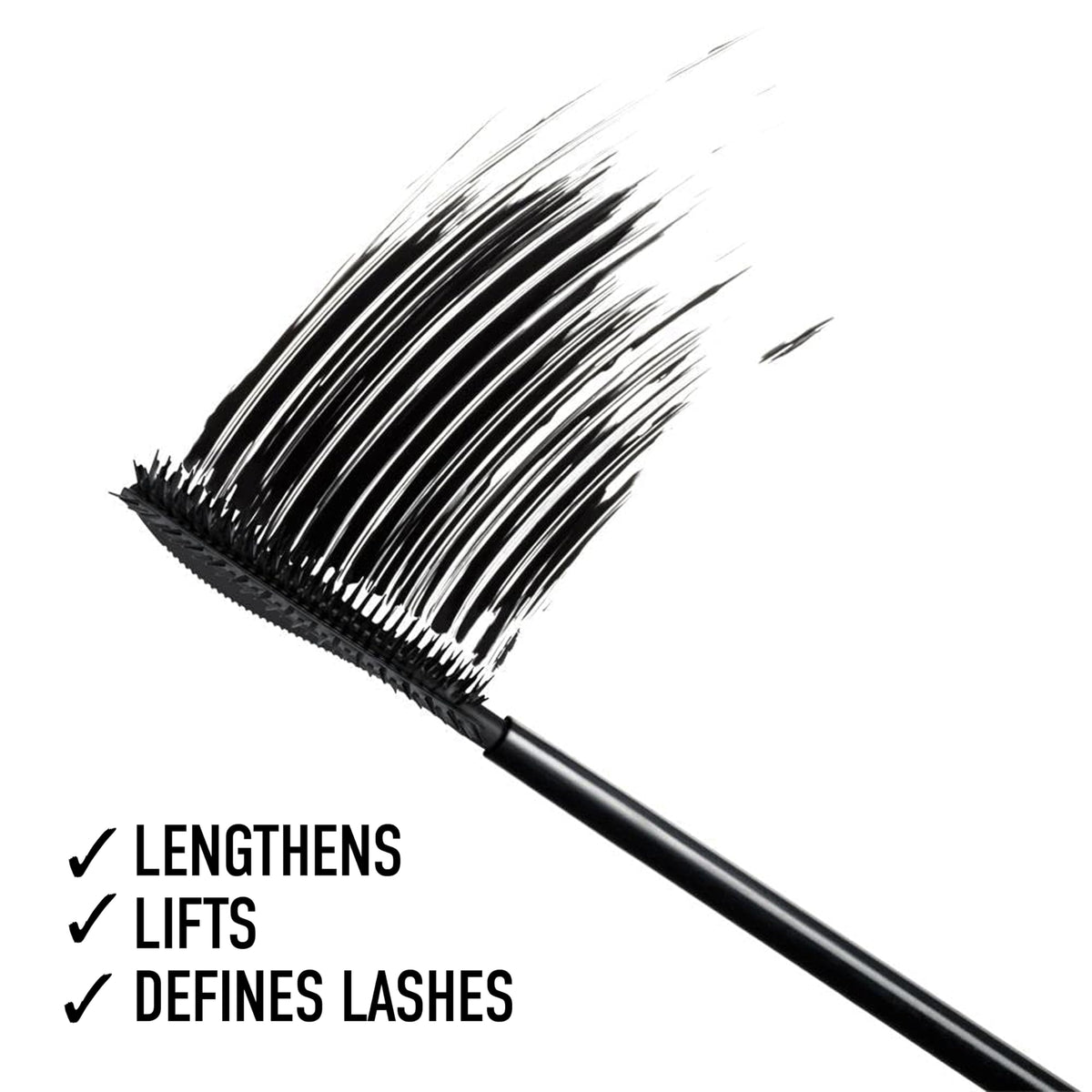 bareMinerals Strength & Length Serum Mascara Extreme Black texture on hand