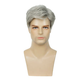 Baruisi Men's Short Grey Wig side view showcasing adjustable cap