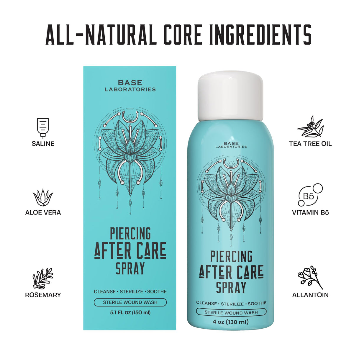 BASE LABORATORIES Piercing Aftercare Spray 4oz back view