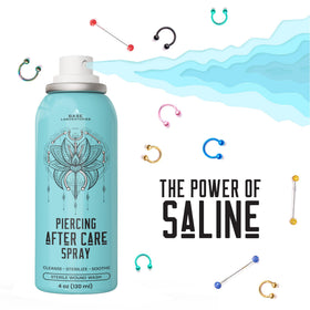 BASE LABORATORIES Piercing Aftercare Spray 4oz in use on ear piercing