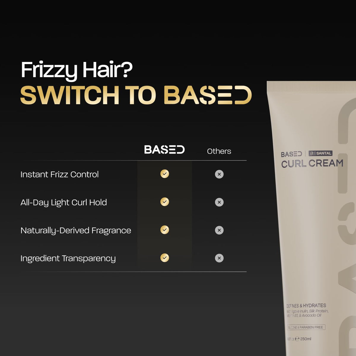 BASED BODYWORKS Curl Cream lifestyle scene with model