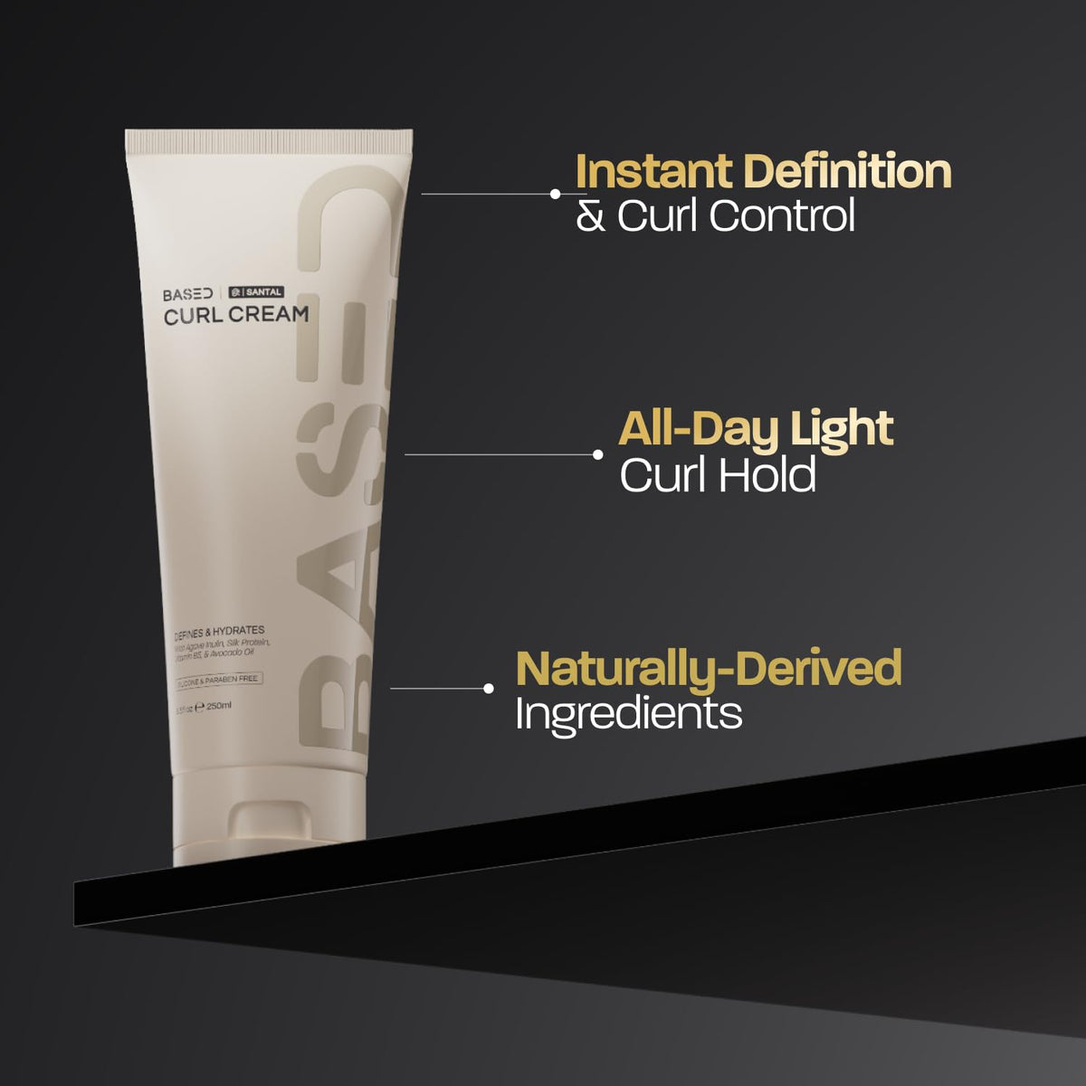 BASED BODYWORKS Curl Cream packaging side view