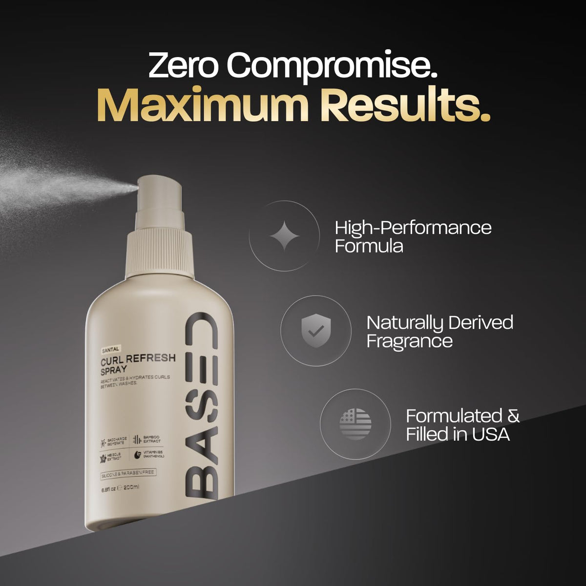 BASED BODYWORKS Curl Refresh Spray with bamboo and hibiscus extracts