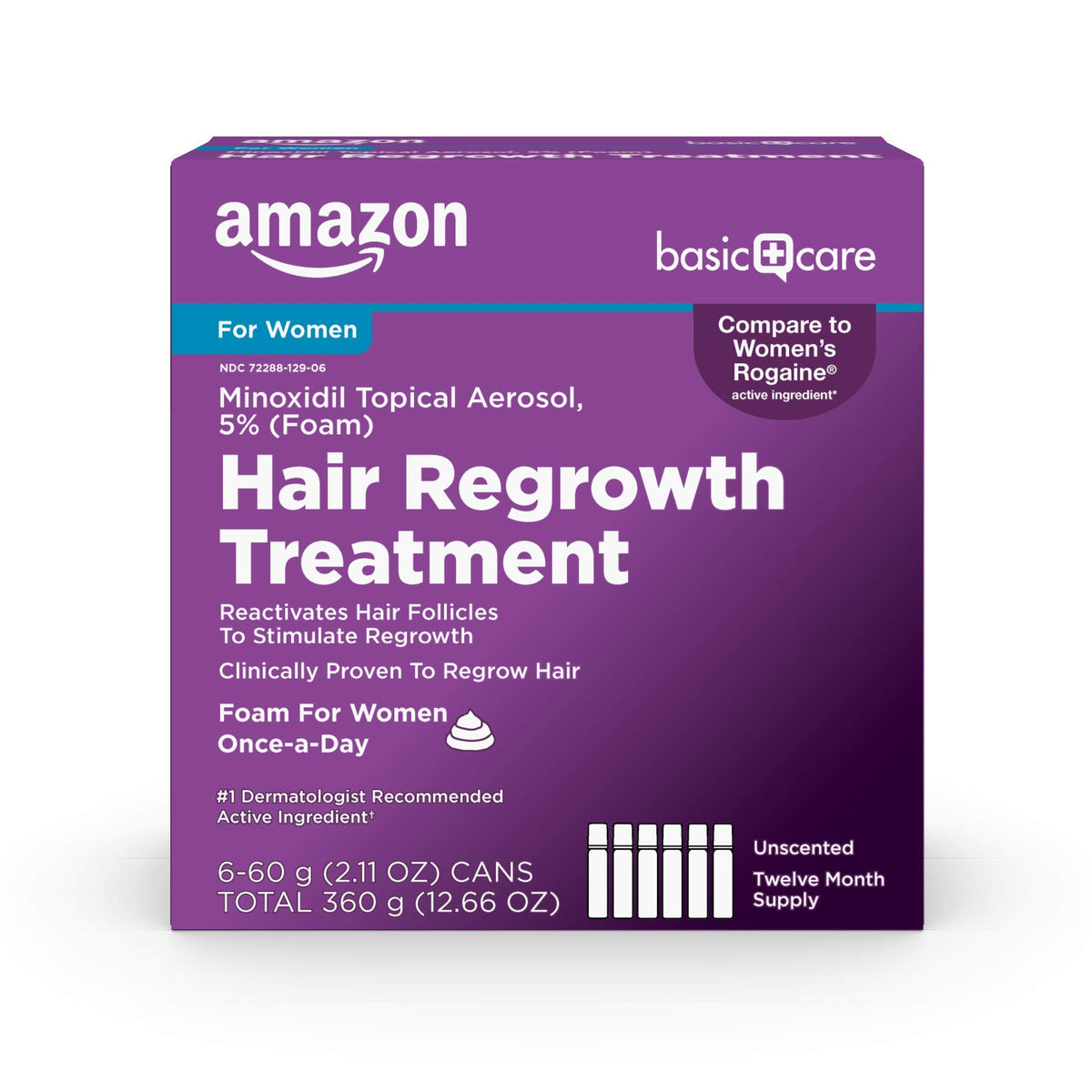 Basic Care Hair Regrowth for Women, Minoxidil 5% foam front view