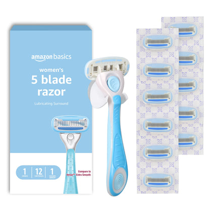 Basics 5-Blade Razor Handle Set front view with cartridges