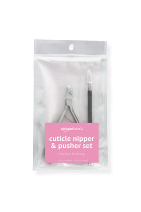 Basics Cuticle Nipper and Pusher Set with black finish