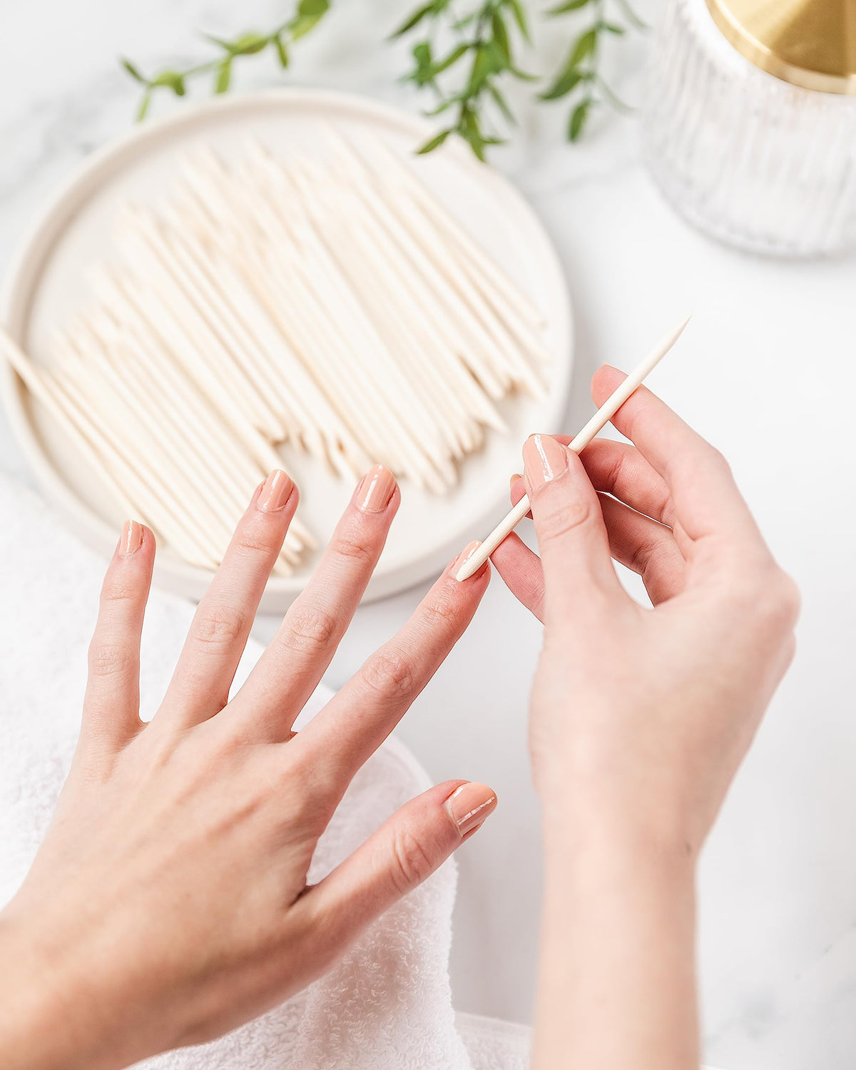 Basics Manicure Sticks displayed with nail care tools