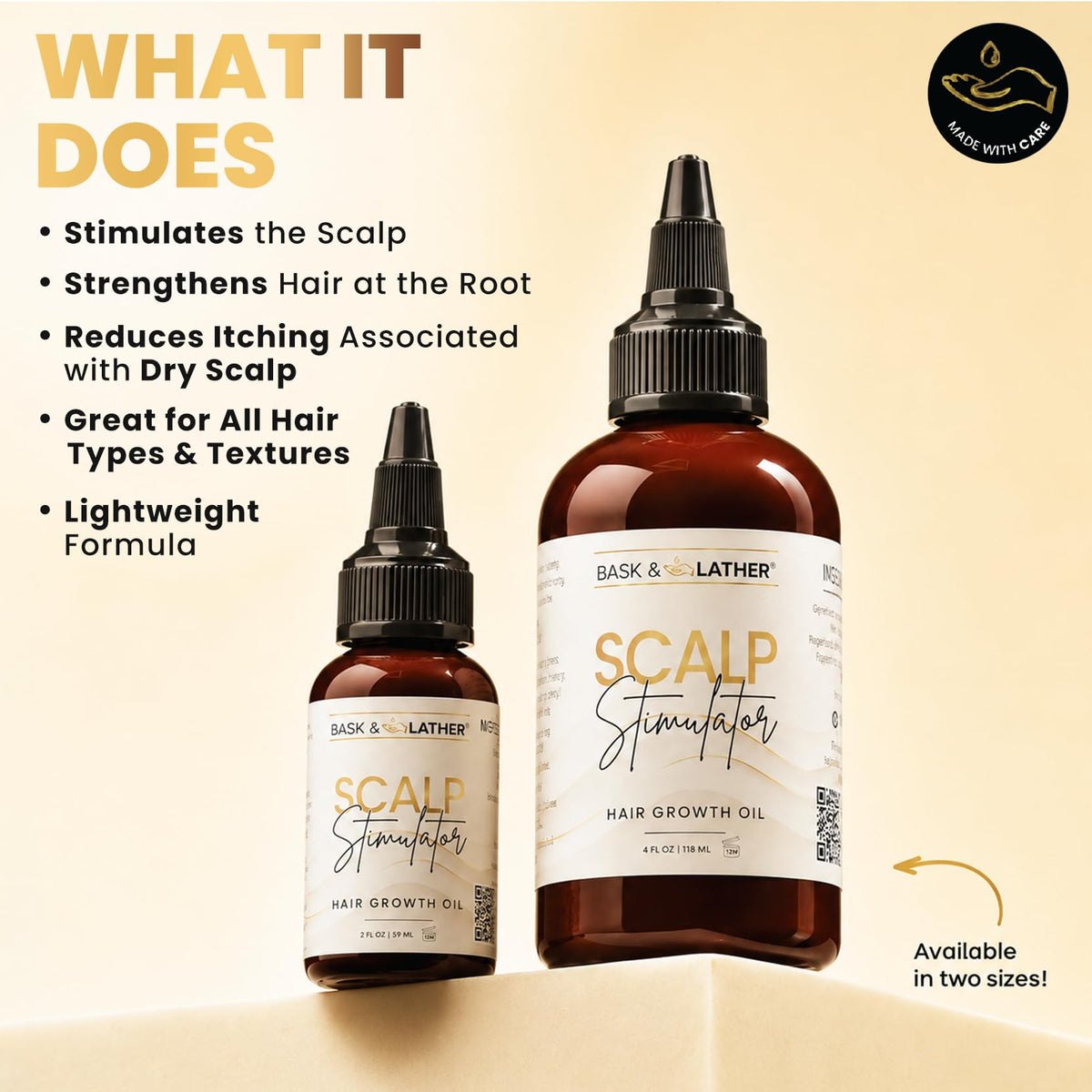 BASK & LATHER Hair Growth Oil bottle side view