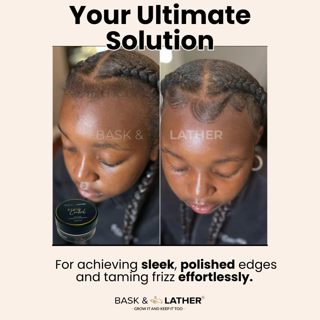 BASK & LATHER Strong Hold Edge Control Gel with castor oil ingredients