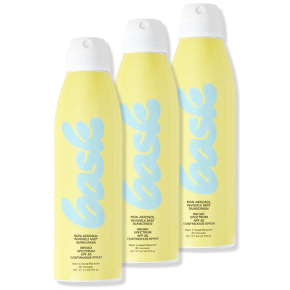 Bask SPF 30 Sunscreen Spray front view with packaging