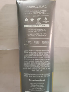 Bath & Body Works Black Tea Body Cream displayed with ingredients