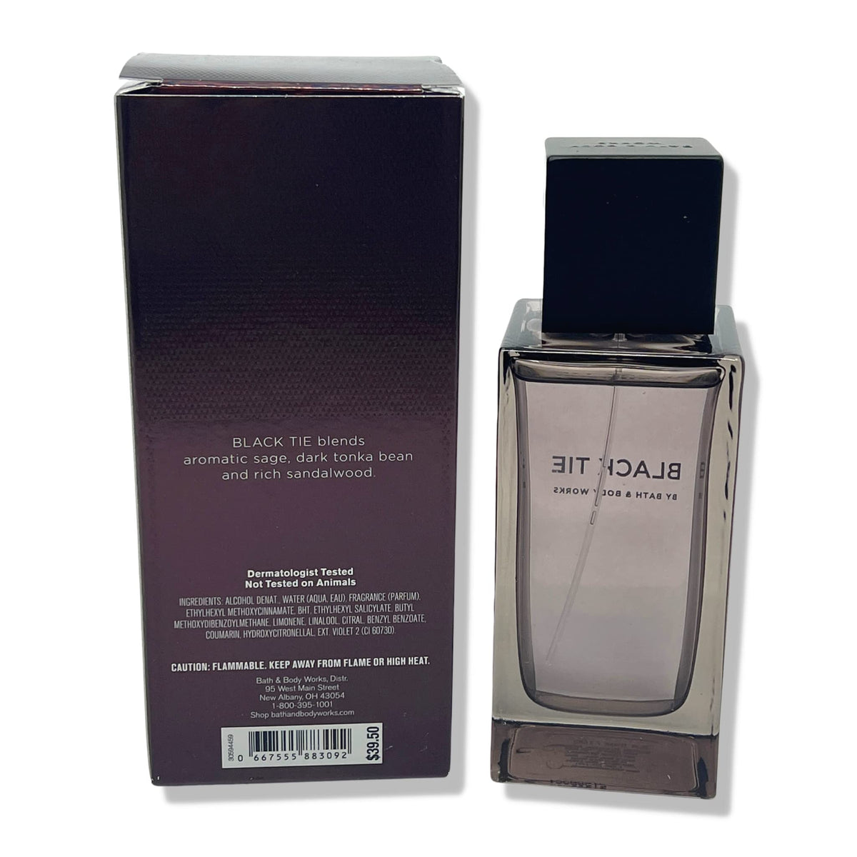 Bath & Body Works Black Tie Cologne 3.4oz bottle side view