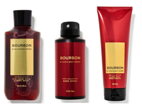 Bath & Body Works Bourbon Body Care Set with Ultra Shea Body Cream, 3-in-1 Wash, and Deodorizing Spray
