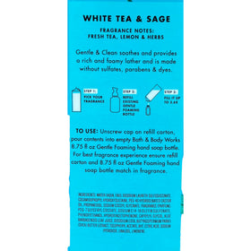 Bath & Body Works Gentle Foaming Hand Soap White Tea & Sage packaging side view