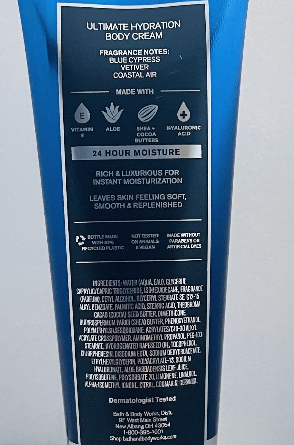 Bath & Body Works Men's Body Cream packaging and texture detail