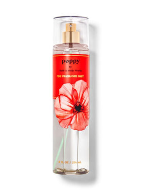 Bath & Body Works Poppy Body Spray bottle with pump close-up