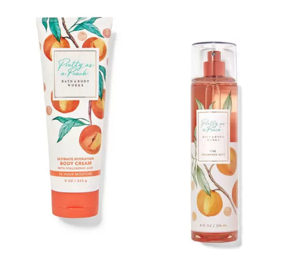 Bath & Body Works Pretty as a Peach Gift Set including fragrance mist and body cream
