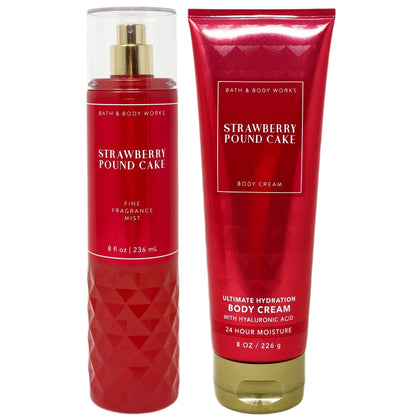 Bath & Body Works Strawberry Pound Cake Gift Set including fine fragrance mist and body cream