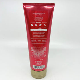 Bath & Body Works Strawberry Pound Cake products on a bathroom counter