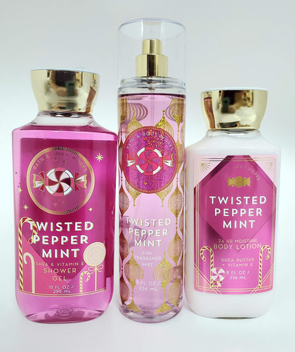Bath & Body Works Twisted Peppermint Mist Shower Gel and Lotion Set front view
