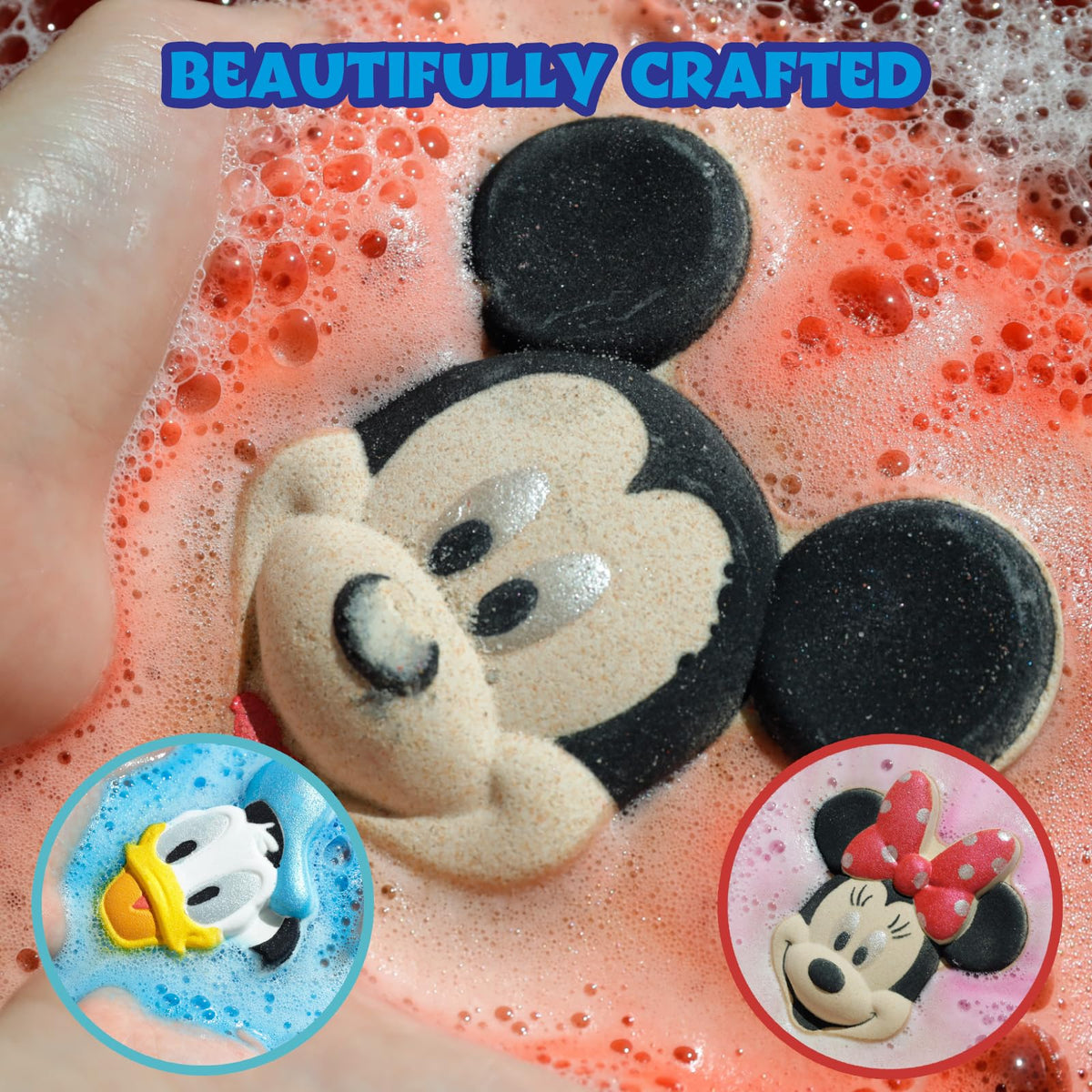 Bath bomb fizzing in water, creating bubbles