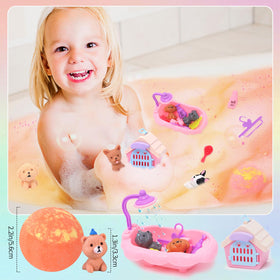 Bath Bombs fizzing in water with vibrant colours